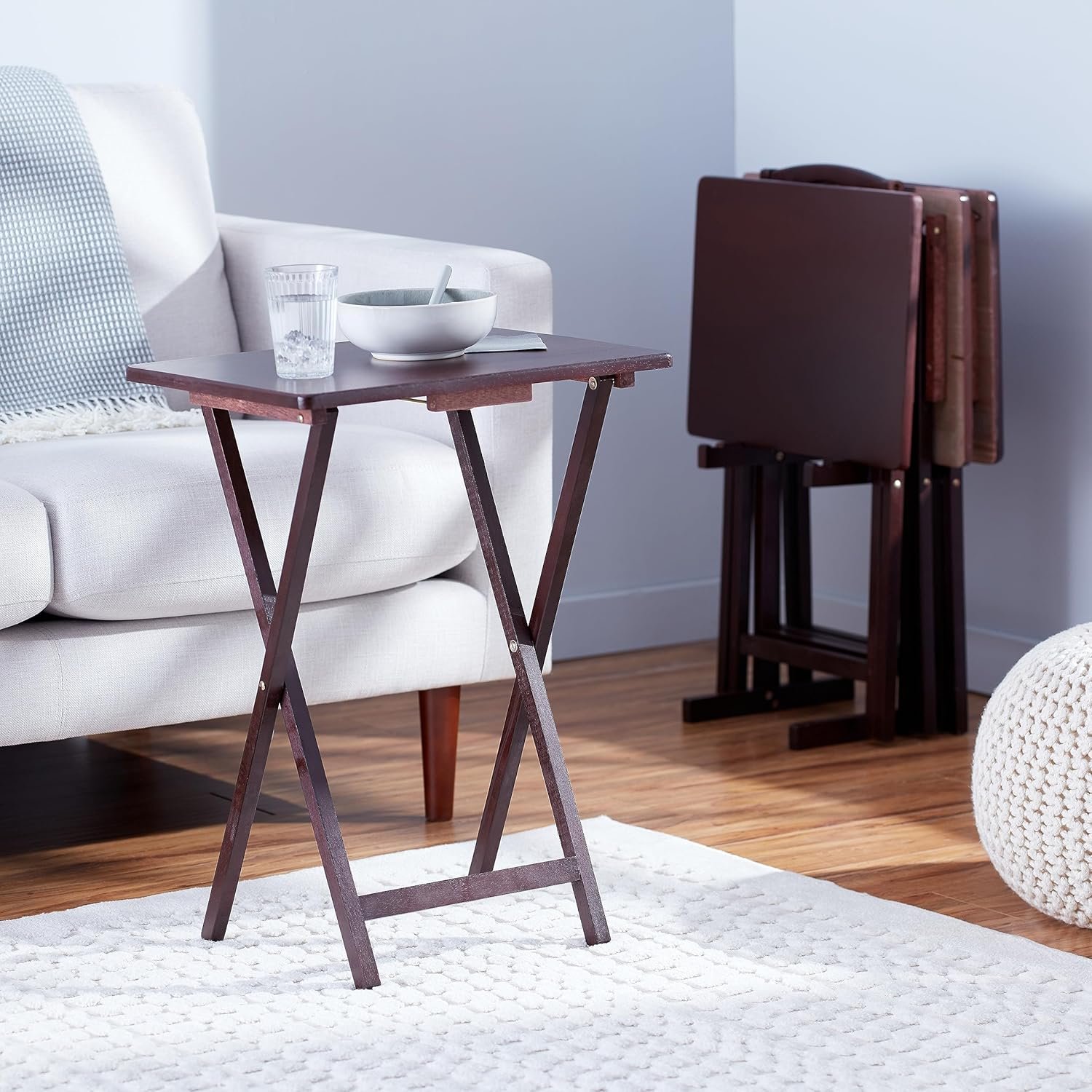 Amazon Basics foldable table set up indoors